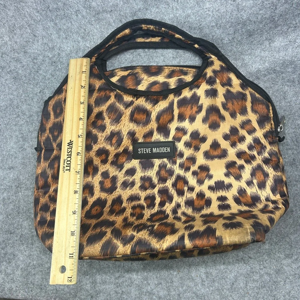 Steve Madden Womens Leopard Print Insulated Lunch Tote OS Brown Animal Pattern